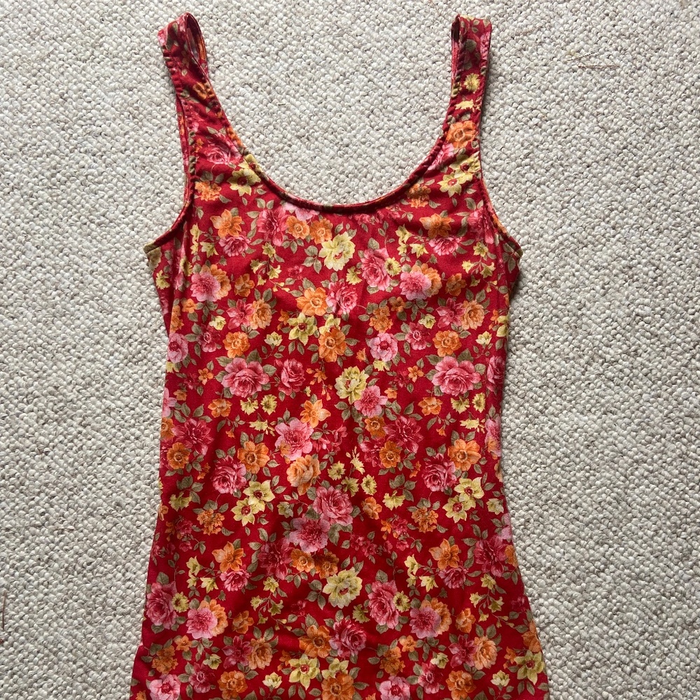Intimately Free People Red Floral Tank Dress Size Medium